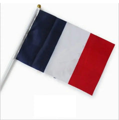 14x21cm 5pcs The French flag hand waving flags with Plastic Flagpoles Activity parade Sports Home Decoration NN012