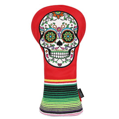 Sugar Skull Embroidered Leather Golf Head Covers (Driver, Fairway Wood & Hybrid)