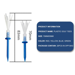 Multi Color 20pcs Plastic Crown Golf Tees (More Distance)