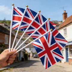 Mini UK Union Jack Hand Held Flags on Stick Great Britain British Flag for Party Event Parade Decor