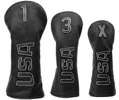 3pc Ryder Cup USA Black Headcovers (Driver, Fairway wood & Hybrid)