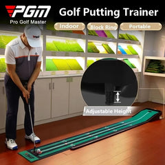 Golf Putting Mat PGM Adjustable Slope Portable Indoor Golf Putter Trainer Anti-slip Rubber Practice Mat with Ball Return Fairway