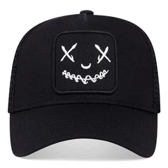 Unisex Baseball Cap Smile Face Patch Pattern Caps Men Women Summer Trucker Hat