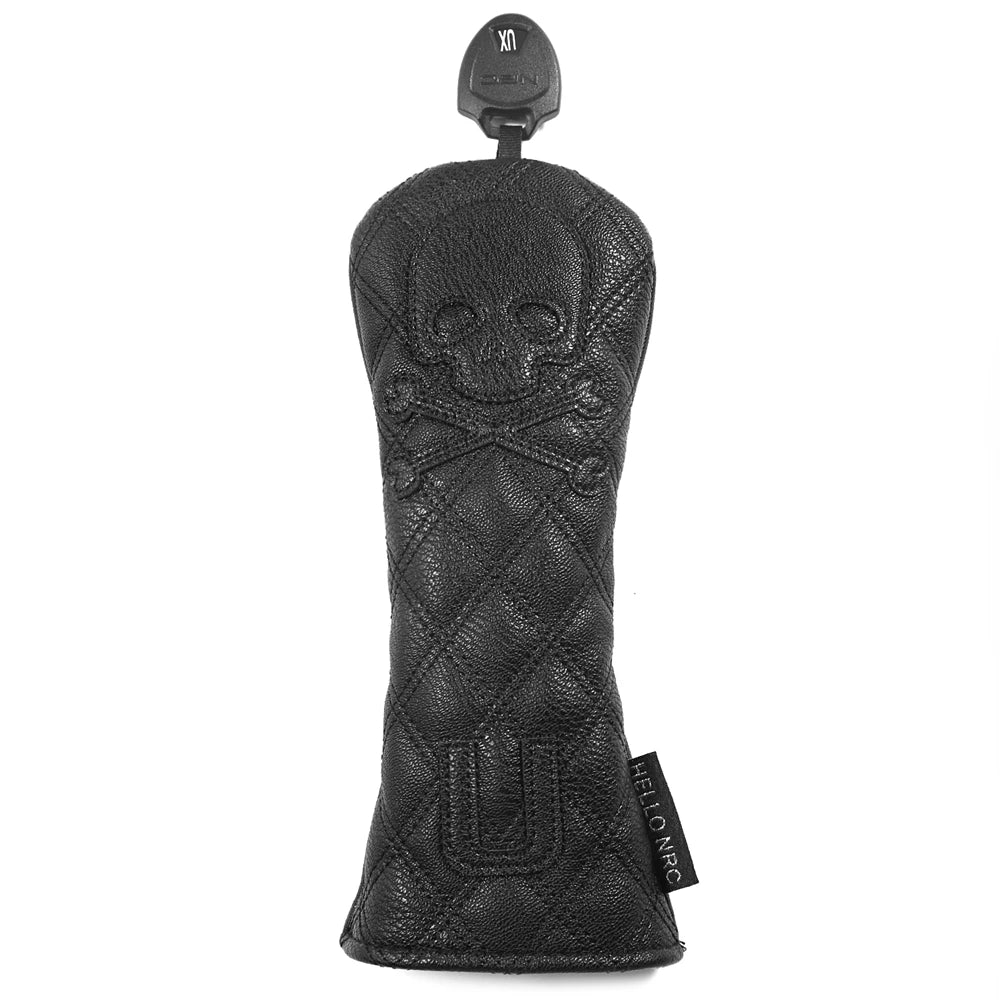 Black Leather Skull Embroidered Golf Wood Headcovers