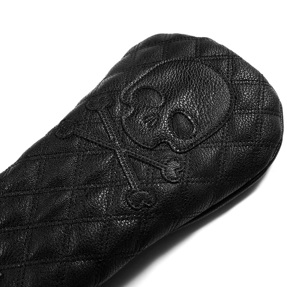 Black Leather Skull Embroidered Golf Wood Headcovers