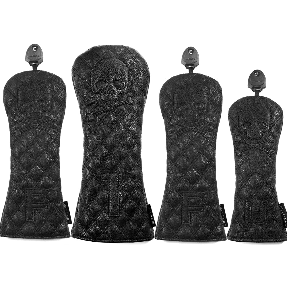 Black Leather Skull Embroidered Golf Wood Headcovers