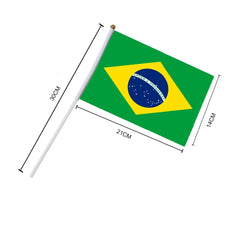 Brazil national flag hand waving flags with Plastic Flagpoles (10pcs)