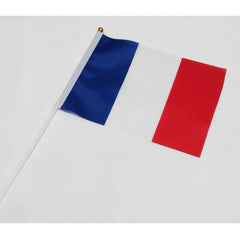 14x21cm  5pcs The French flag hand waving flags with Plastic Flagpoles Activity parade Sports Home Decoration   NN012