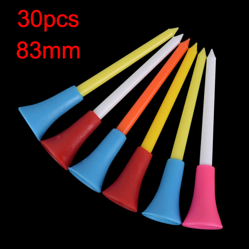 30PC Multi Color Plastic Golf Tees (Durable Rubber Cushion)