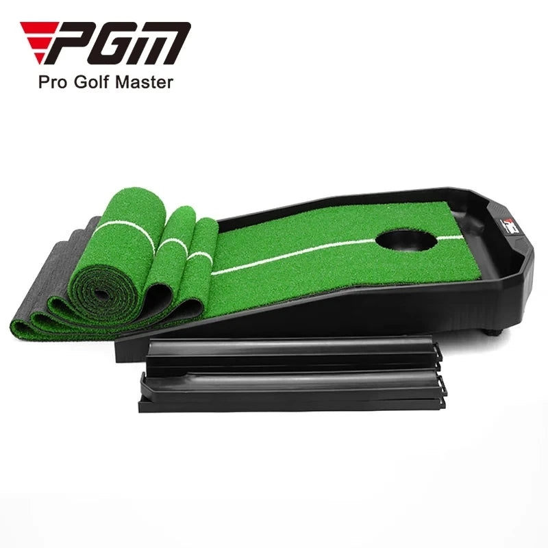 Golf Putting Mat PGM Adjustable Slope Portable Indoor Golf Putter Trainer Anti-slip Rubber Practice Mat with Ball Return Fairway