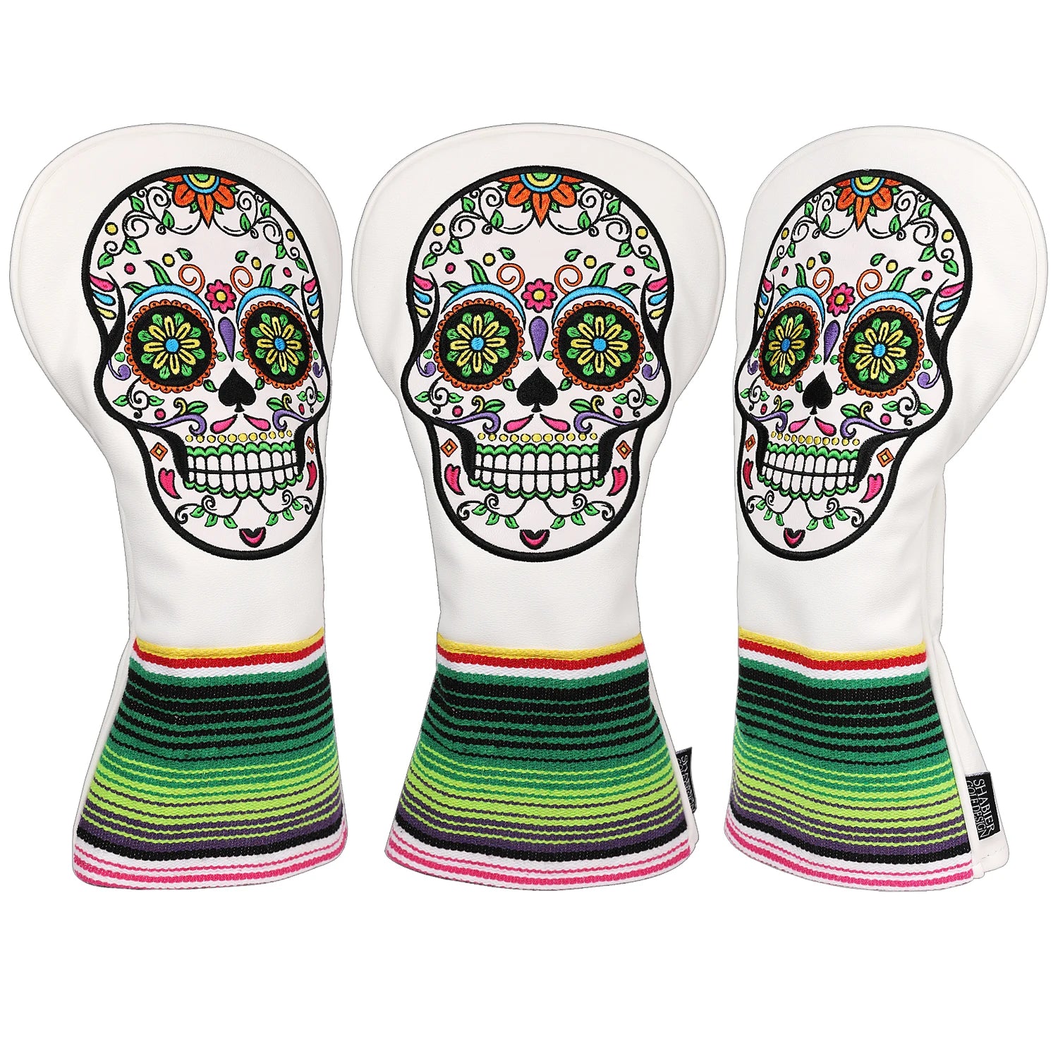 Sugar Skull  Embroidered Leather Golf Head Covers (Driver, Fairway Wood & Hybrid)