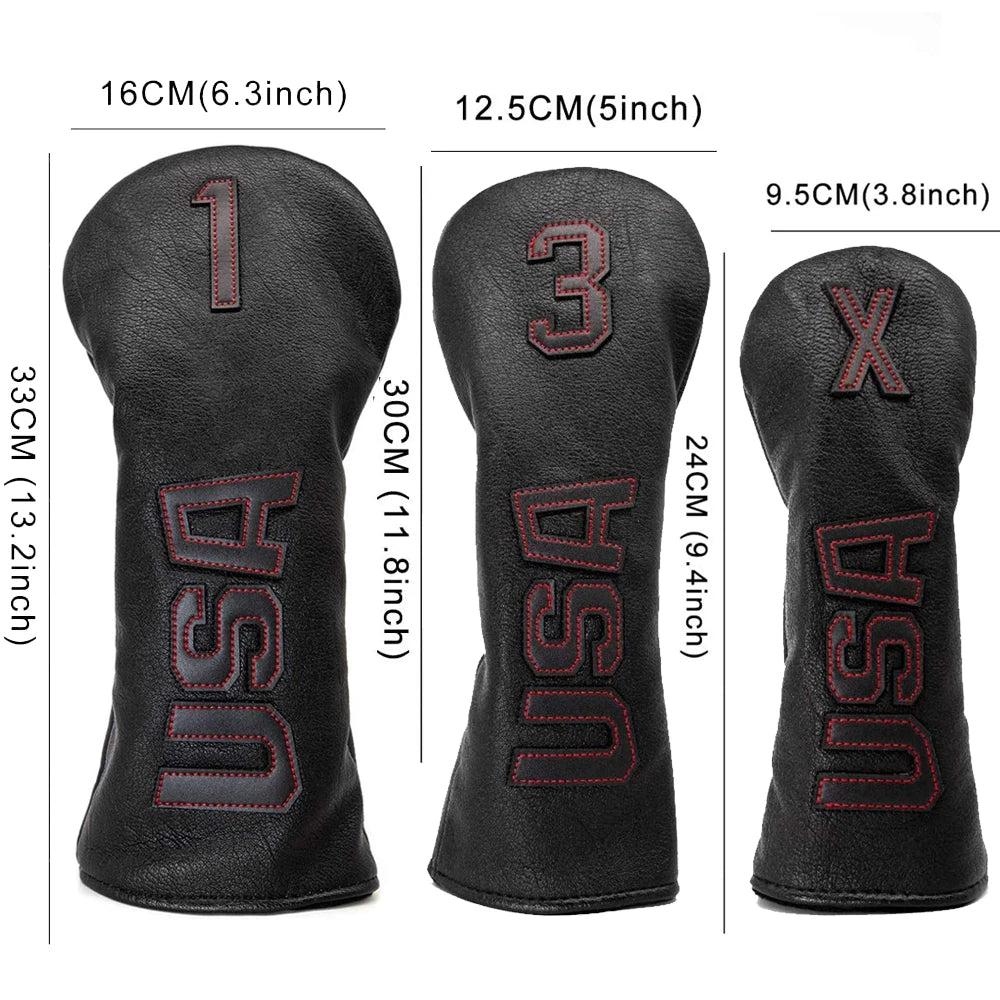 3pc Ryder Cup USA Black Headcovers (Driver, Fairway wood & Hybrid)