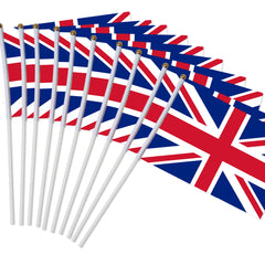 Mini UK Union Jack Hand Held Flags on Stick Great Britain British Flag for Party Event Parade Decor