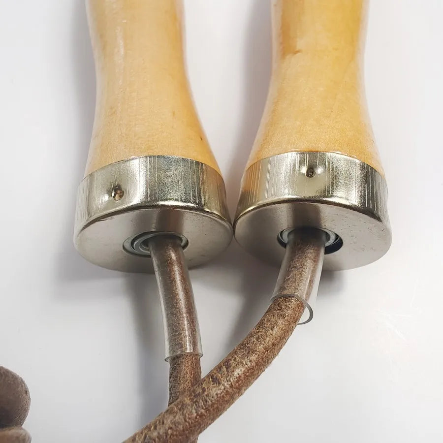 Professional Leather Jump Rope With Wooden Handle
