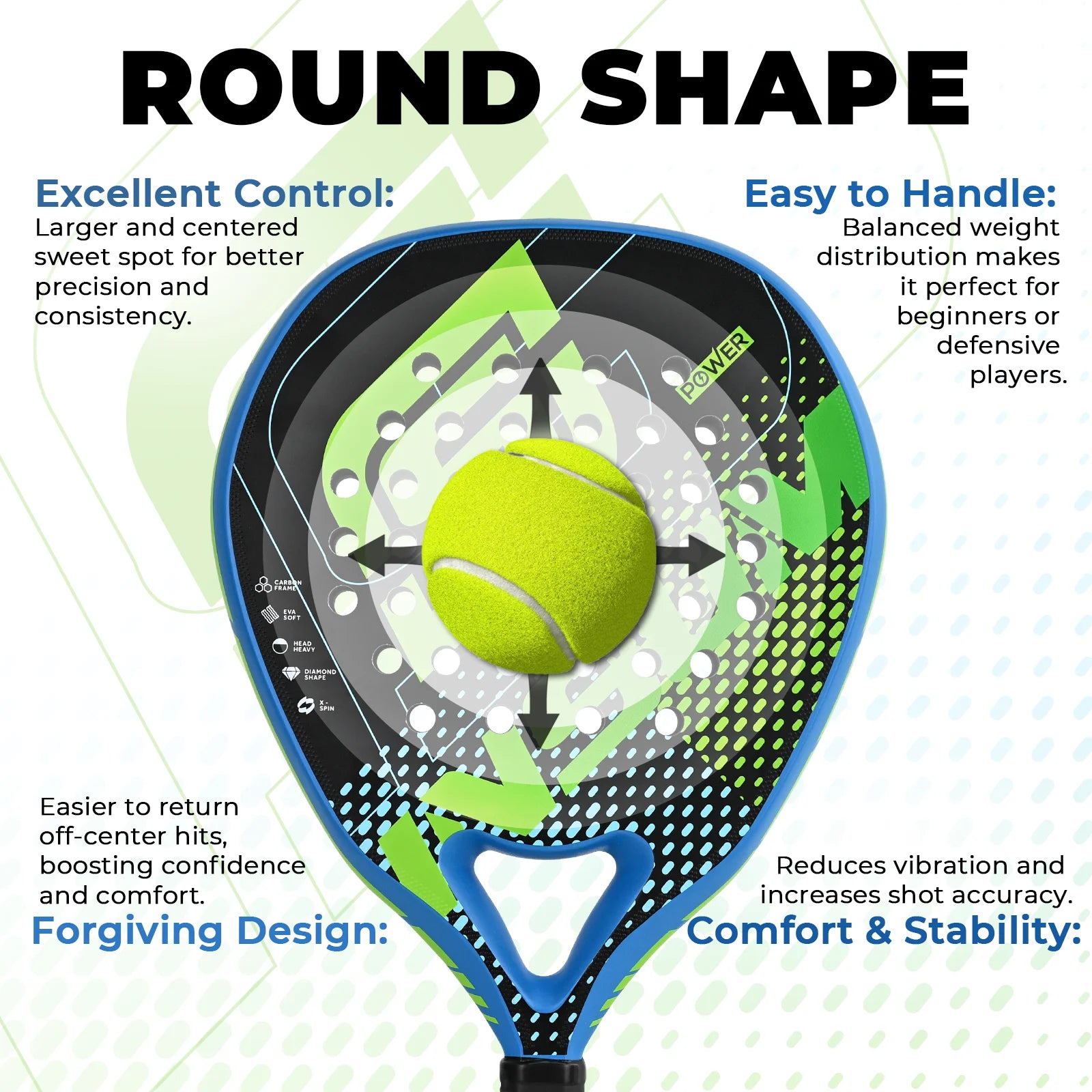 Padel Racket Carbon Fiber Diamond Shape