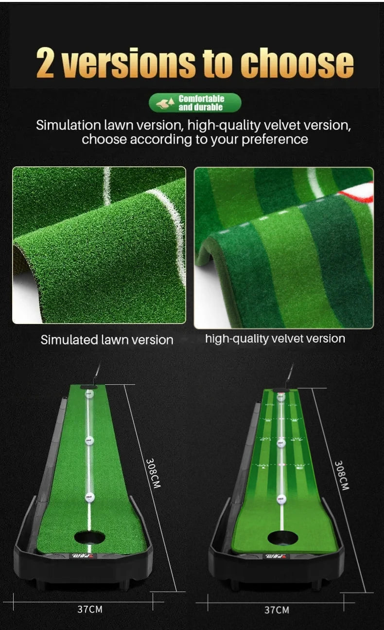 Golf Putting Mat PGM Adjustable Slope Portable Indoor Golf Putter Trainer Anti-slip Rubber Practice Mat with Ball Return Fairway