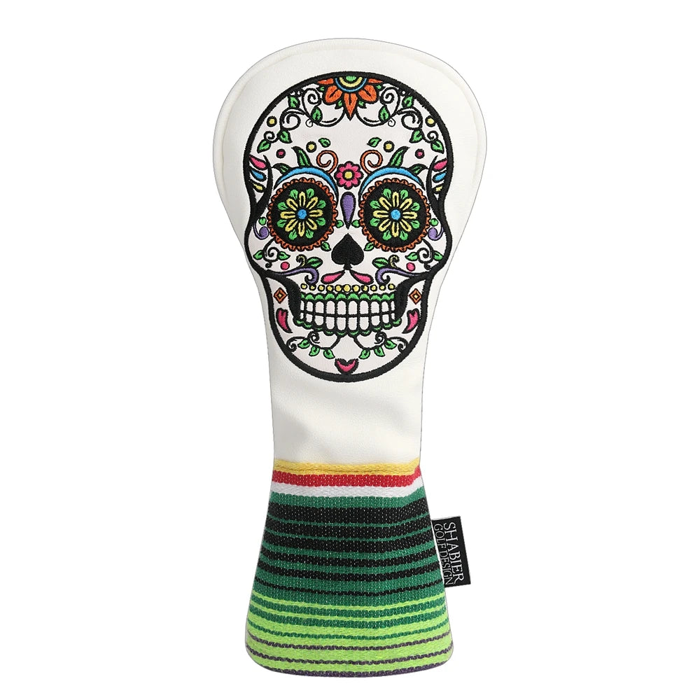 Sugar Skull  Embroidered Leather Golf Head Covers (Driver, Fairway Wood & Hybrid)