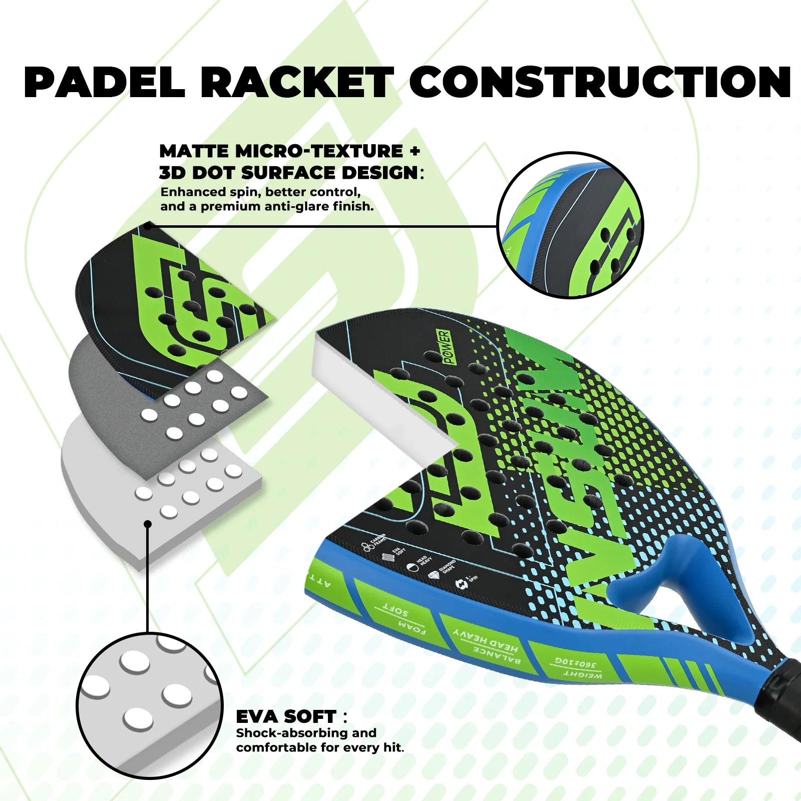 Padel Racket Carbon Fiber Diamond Shape