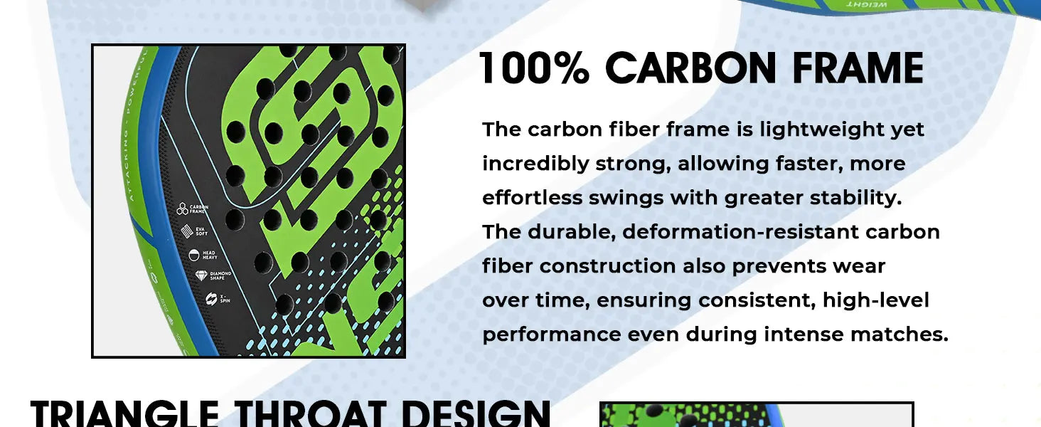 Padel Racket Carbon Fiber Diamond Shape