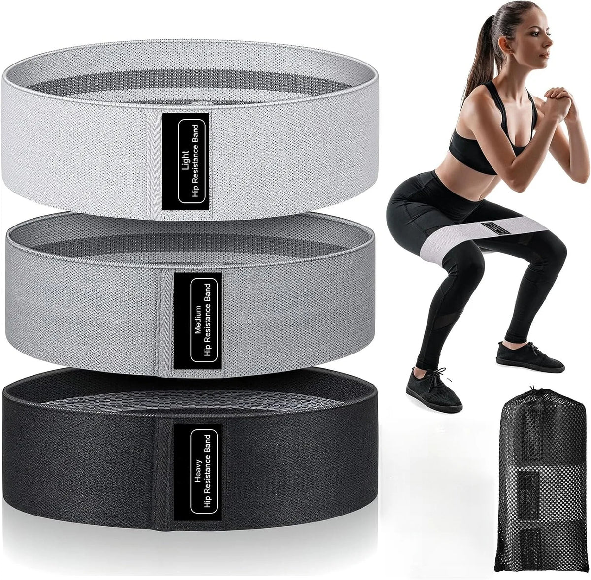 Resistance Bands Set of 3 (Heavy, Medium & Light)