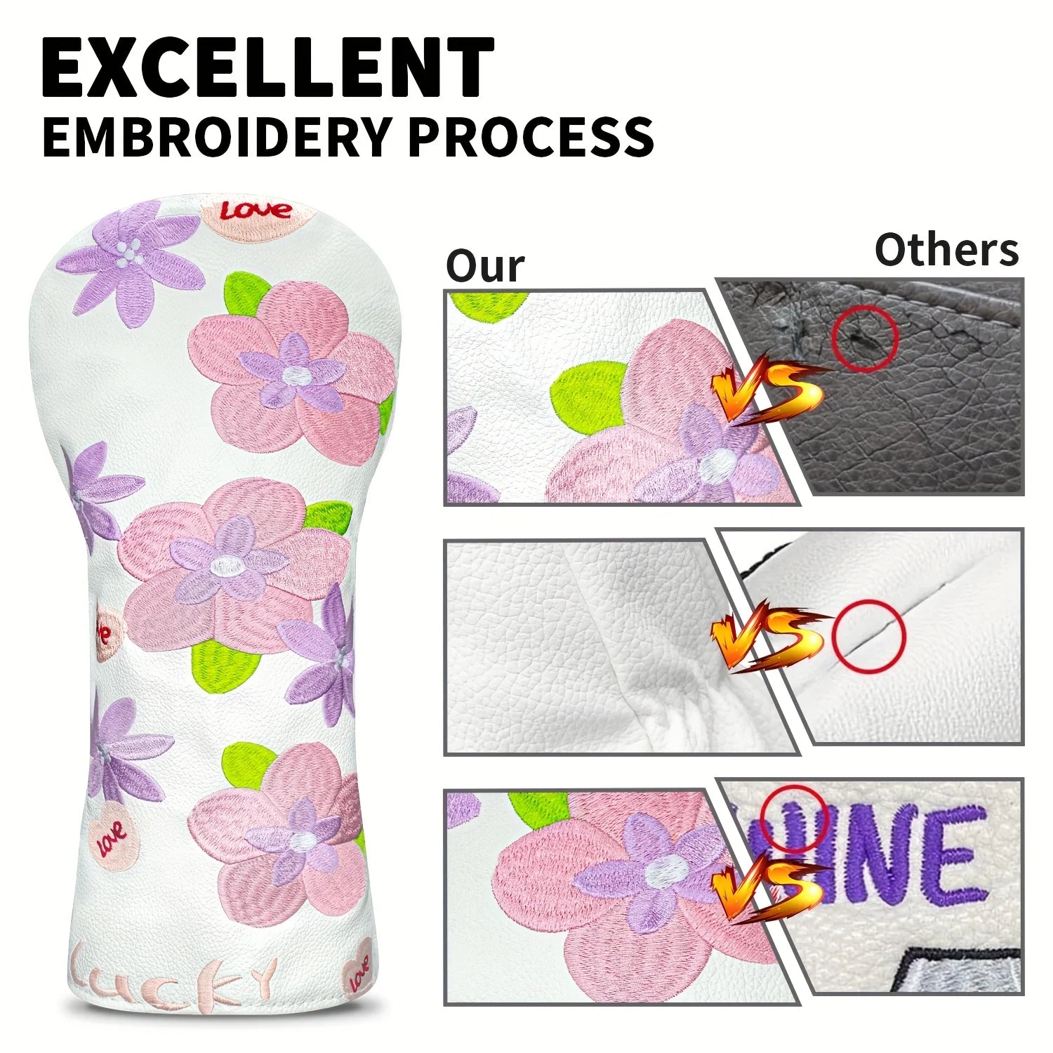 Golf Club Head Covers with Floral Design