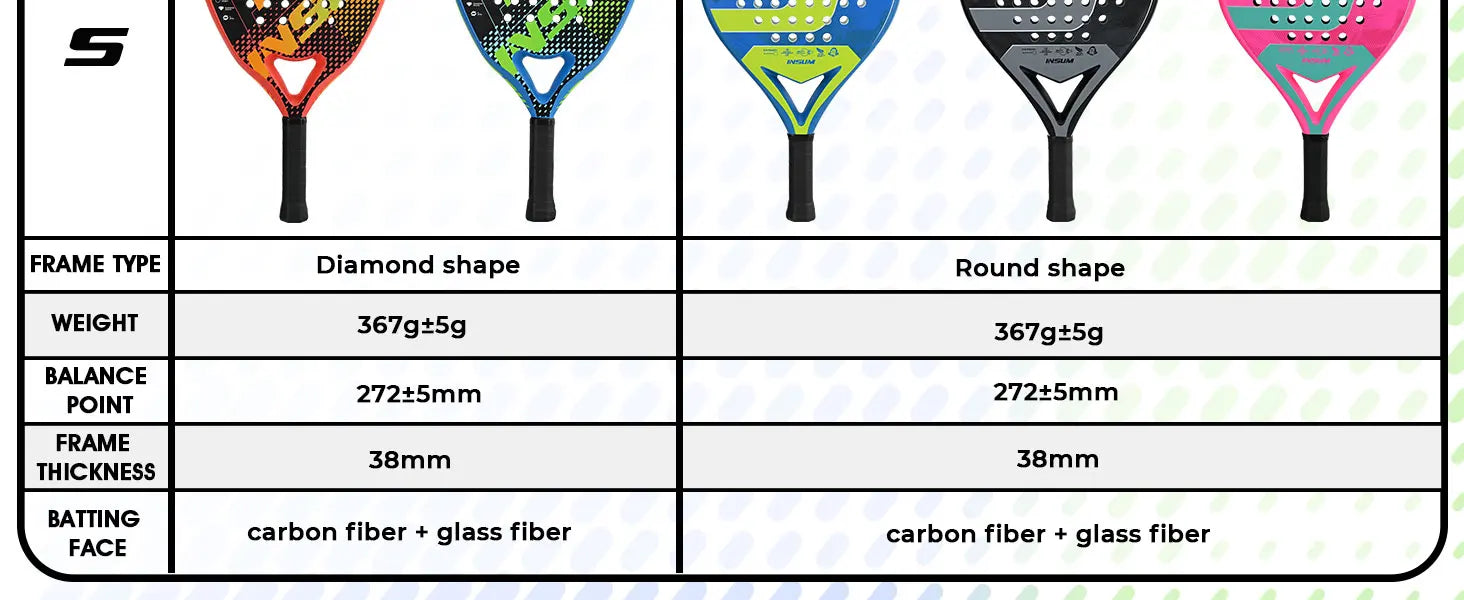 Padel Racket Carbon Fiber Diamond Shape