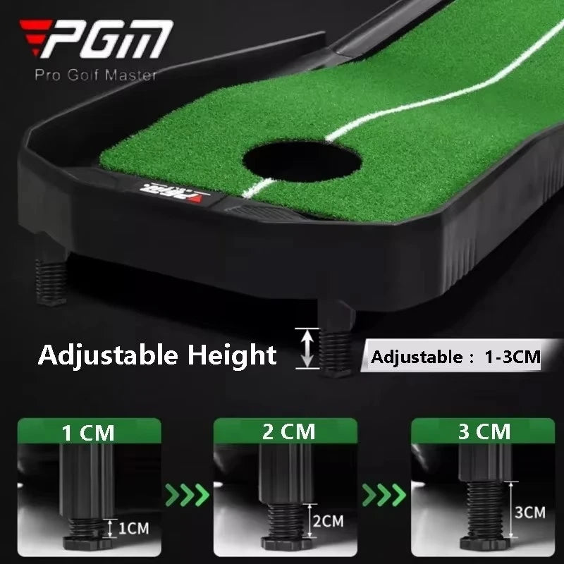 Golf Putting Mat PGM Adjustable Slope Portable Indoor Golf Putter Trainer Anti-slip Rubber Practice Mat with Ball Return Fairway