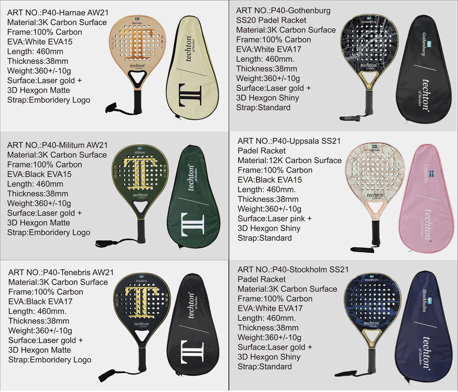 Padel Racket 3D Hexgon with Cover Bag