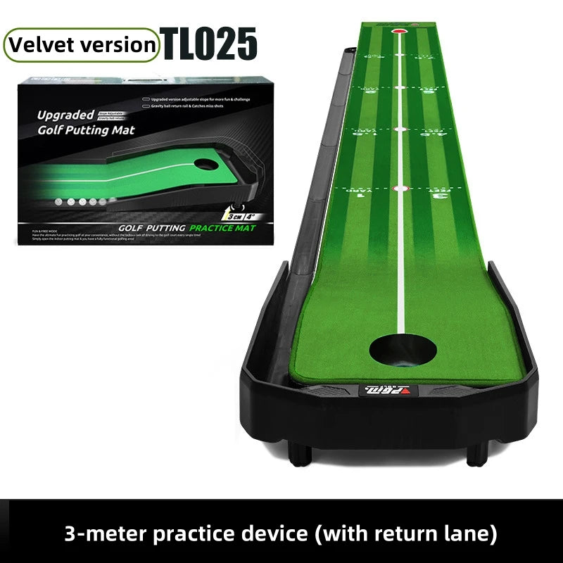 Golf Putting Mat PGM Adjustable Slope Portable Indoor Golf Putter Trainer Anti-slip Rubber Practice Mat with Ball Return Fairway