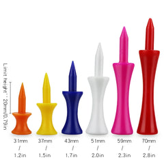 Multi Coloured Golf Tees (50 Pcs - 37mm to 70mm)