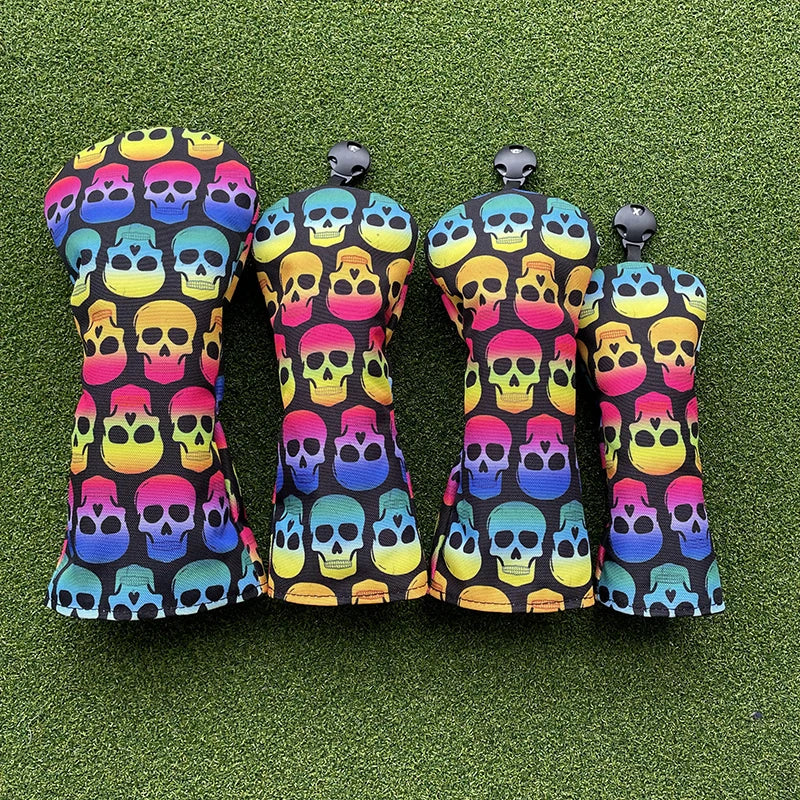 Colored Skulls Canvas Golf Woods Headcovers