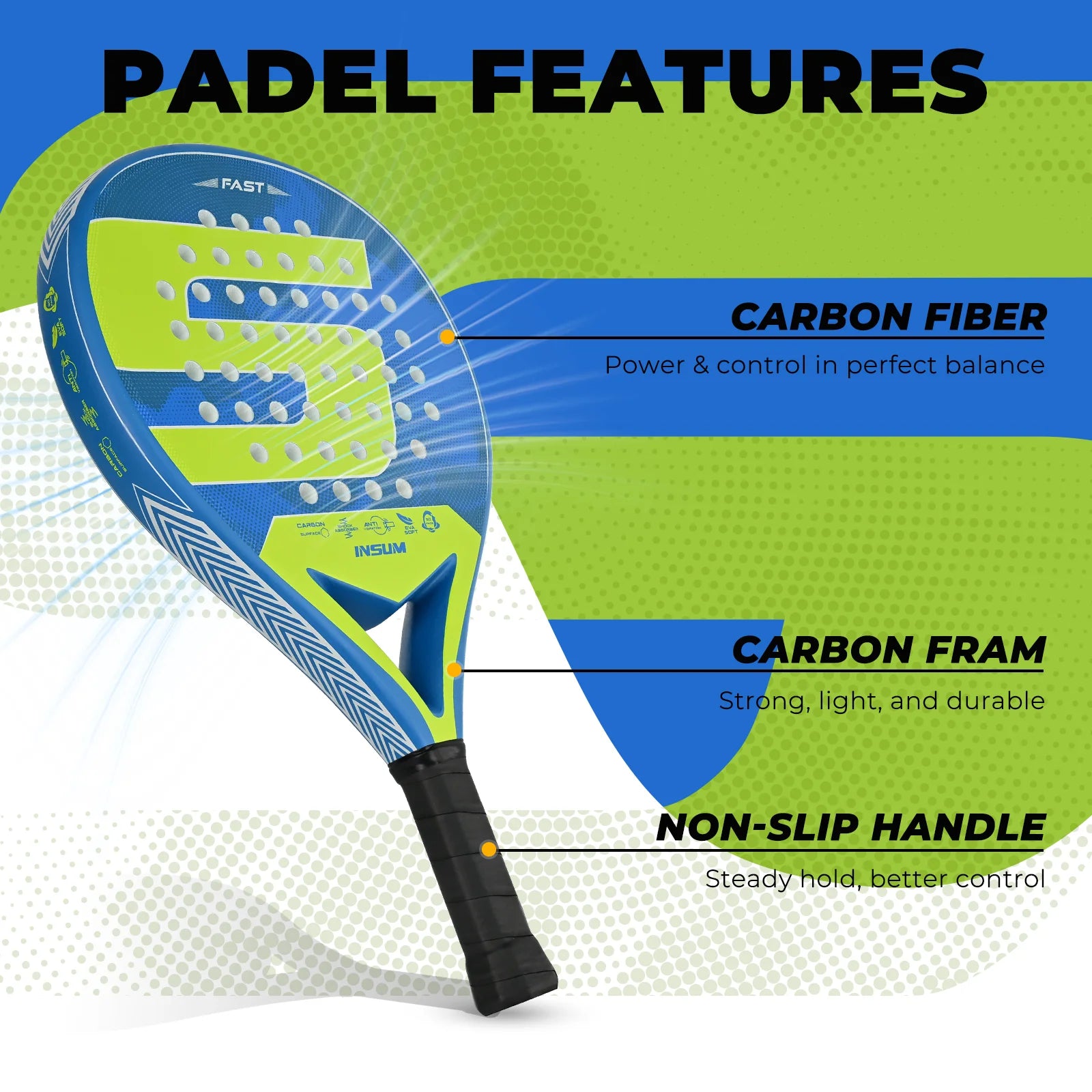 Padel Racket with EVA Memory Flex