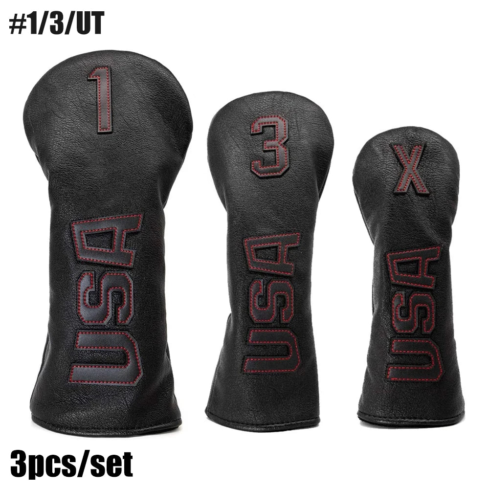 3pc Ryder Cup USA Black Headcovers (Driver, Fairway wood & Hybrid)