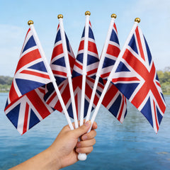 Mini UK Union Jack Hand Held Flags on Stick Great Britain British Flag for Party Event Parade Decor