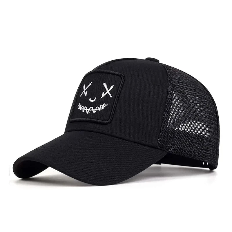 Unisex Baseball Cap Smile Face Patch Pattern Caps Men Women Summer Trucker Hat