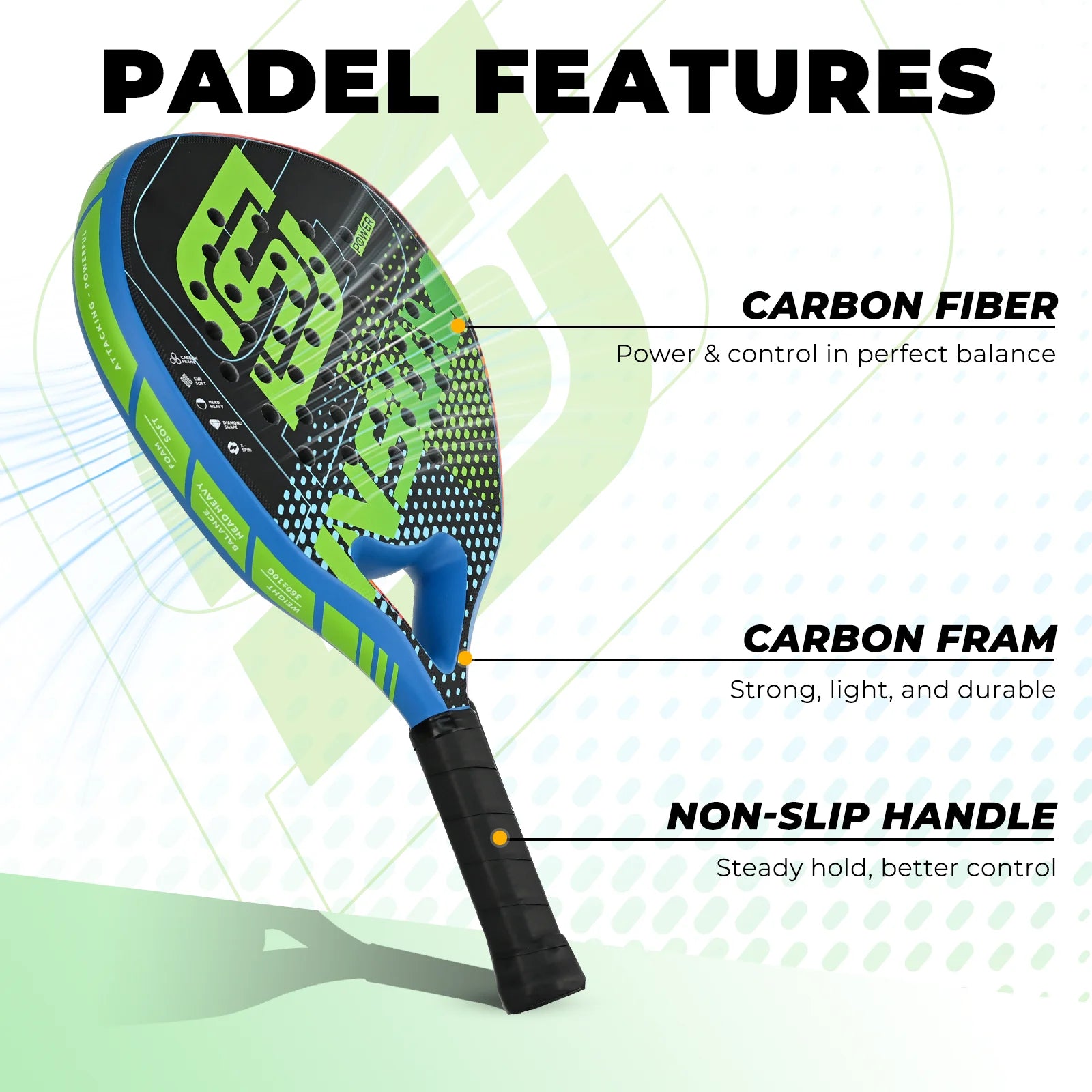 Padel Racket Carbon Fiber Diamond Shape