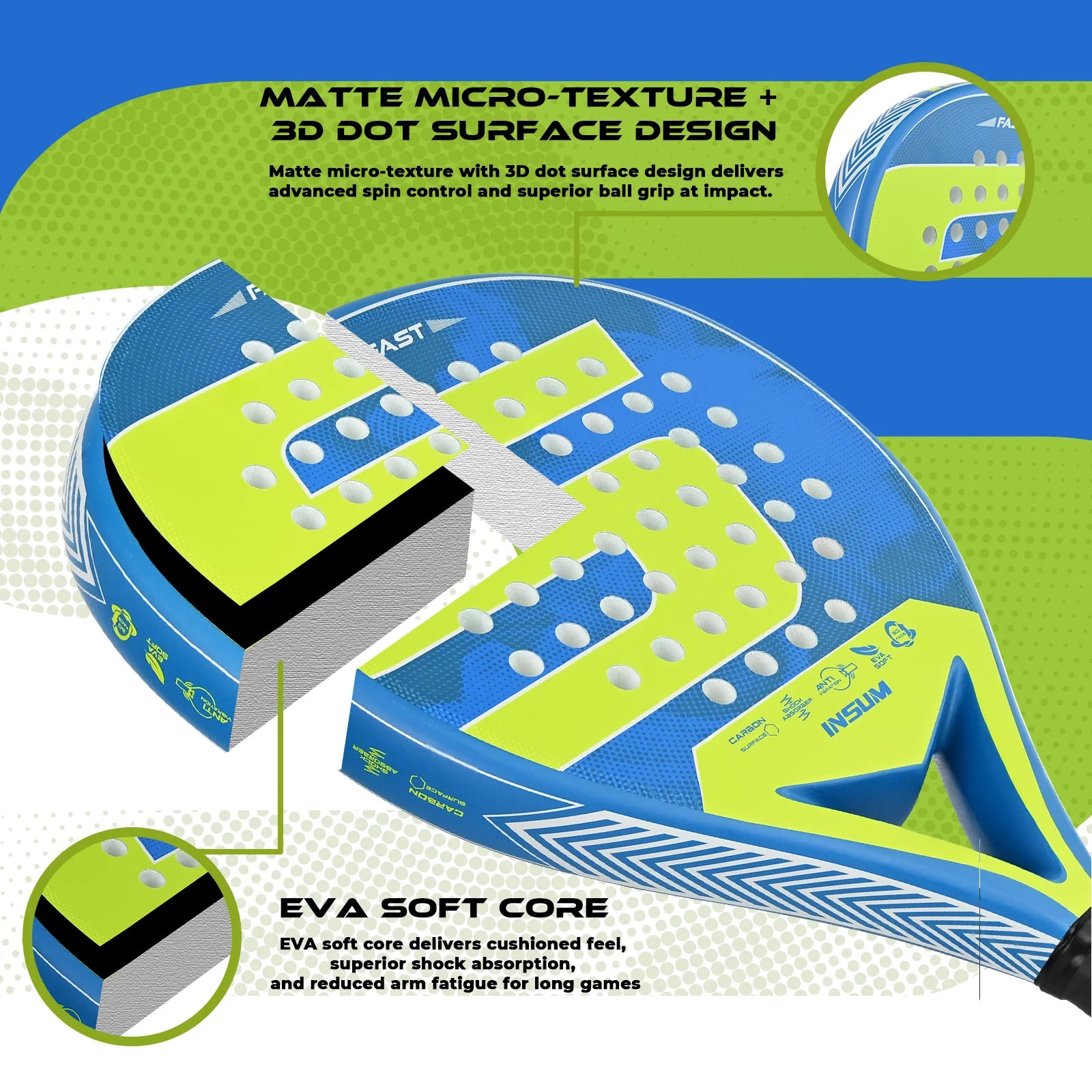 Padel Racket with EVA Memory Flex