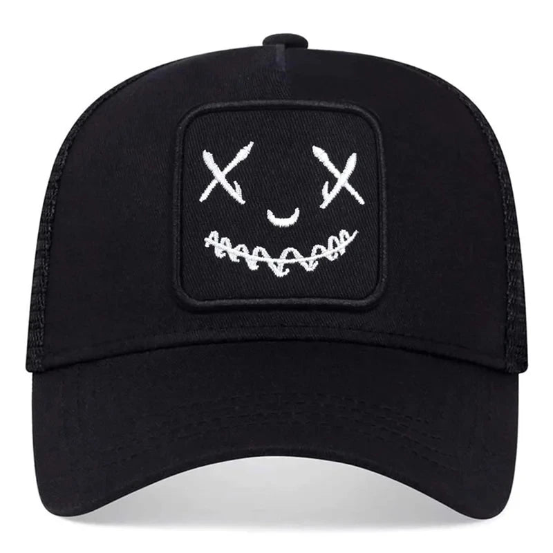 Unisex Baseball Cap Smile Face Patch Pattern Caps Men Women Summer Trucker Hat