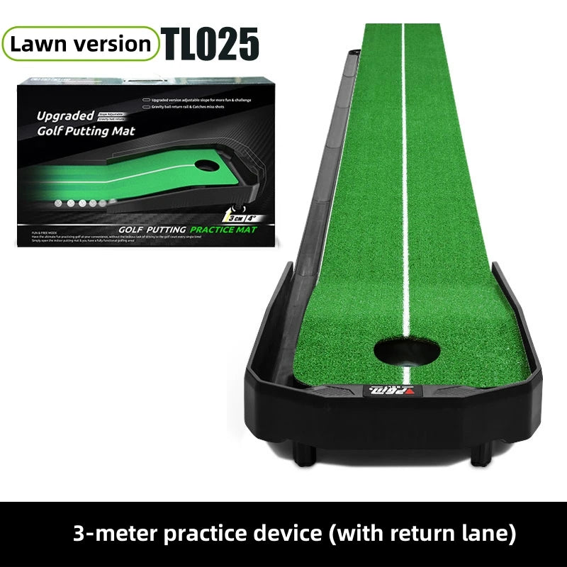 Golf Putting Mat PGM Adjustable Slope Portable Indoor Golf Putter Trainer Anti-slip Rubber Practice Mat with Ball Return Fairway