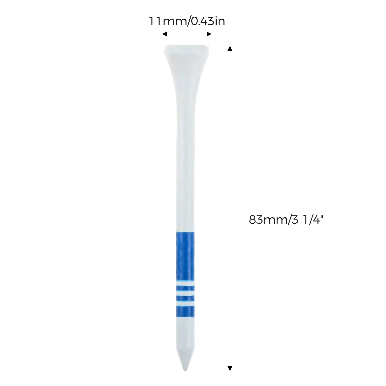25pcs Professional Wooden Golf Tees White with Red/Yellow/Blue Stripe (53mm/69mm/83mm)
