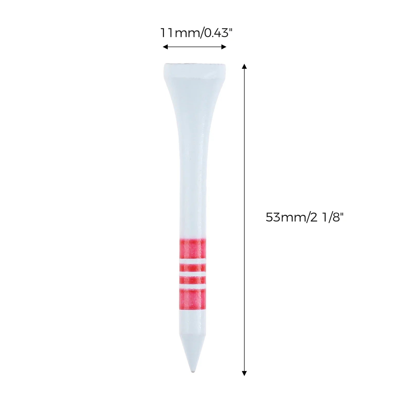 25pcs Professional Wooden Golf Tees White with Red/Yellow/Blue Stripe (53mm/69mm/83mm)
