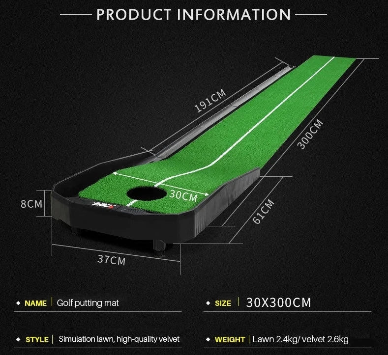 Golf Putting Mat PGM Adjustable Slope Portable Indoor Golf Putter Trainer Anti-slip Rubber Practice Mat with Ball Return Fairway